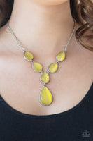 Dewy Decadence Yellow Necklace-Jewelry-Paparazzi Accessories-Ericka C Wise, $5 Jewelry Paparazzi accessories jewelry ericka champion wise elite consultant life of the party fashion fix lead and nickel free florida palm bay melbourne
