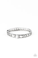 Caught In the Cross Heirs White Bracelet-Jewelry-Paparazzi Accessories-Ericka C Wise, $5 Jewelry Paparazzi accessories jewelry ericka champion wise elite consultant life of the party fashion fix lead and nickel free florida palm bay melbourne