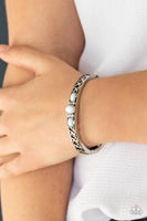 Caught In the Cross Heirs White Bracelet-Jewelry-Paparazzi Accessories-Ericka C Wise, $5 Jewelry Paparazzi accessories jewelry ericka champion wise elite consultant life of the party fashion fix lead and nickel free florida palm bay melbourne