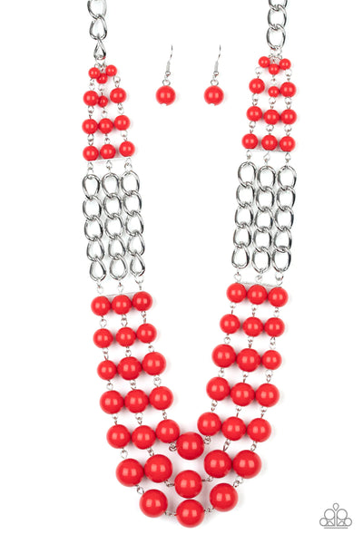 A La Vogue Red Necklace-Jewelry-Paparazzi Accessories-Ericka C Wise, $5 Jewelry Paparazzi accessories jewelry ericka champion wise elite consultant life of the party fashion fix lead and nickel free florida palm bay melbourne