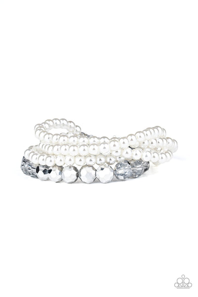 Refined Renegade White Bracelet-Jewelry-Paparazzi Accessories-Ericka C Wise, $5 Jewelry Paparazzi accessories jewelry ericka champion wise elite consultant life of the party fashion fix lead and nickel free florida palm bay melbourne