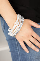 Refined Renegade White Bracelet-Jewelry-Paparazzi Accessories-Ericka C Wise, $5 Jewelry Paparazzi accessories jewelry ericka champion wise elite consultant life of the party fashion fix lead and nickel free florida palm bay melbourne