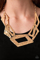 Break The Mold Gold Necklace-Jewelry-Ericka C Wise, $5 Jewelry-Ericka C Wise, $5 Jewelry Paparazzi accessories jewelry ericka champion wise elite consultant life of the party fashion fix lead and nickel free florida palm bay melbourne