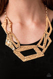 Break The Mold Gold Necklace-Jewelry-Ericka C Wise, $5 Jewelry-Ericka C Wise, $5 Jewelry Paparazzi accessories jewelry ericka champion wise elite consultant life of the party fashion fix lead and nickel free florida palm bay melbourne