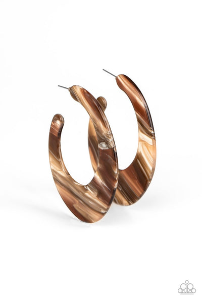 Retro Renaissance Brown Hoop Earrings-Jewelry-Paparazzi Accessories-Ericka C Wise, $5 Jewelry Paparazzi accessories jewelry ericka champion wise elite consultant life of the party fashion fix lead and nickel free florida palm bay melbourne