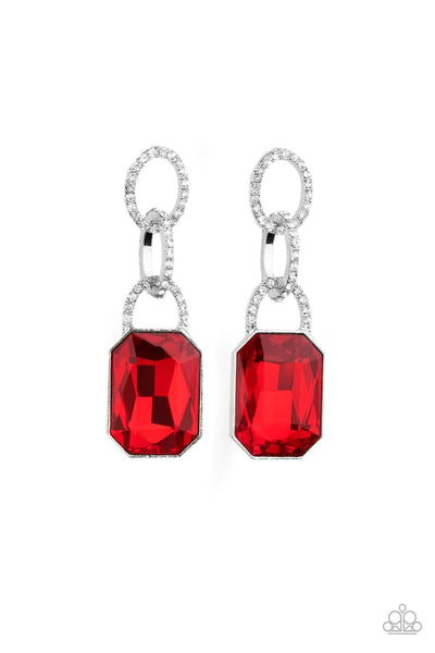 Superstar Status Red Post Earrings-Jewelry-Paparazzi Accessories-Ericka C Wise, $5 Jewelry Paparazzi accessories jewelry ericka champion wise elite consultant life of the party fashion fix lead and nickel free florida palm bay melbourne