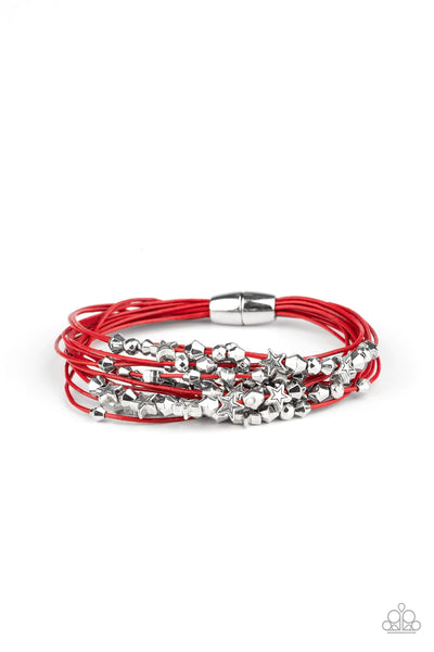 Star-Studded Affair Red Bracelet-Jewelry-Ericka C Wise, $5 Jewelry -Ericka C Wise, $5 Jewelry Paparazzi accessories jewelry ericka champion wise elite consultant life of the party fashion fix lead and nickel free florida palm bay melbourne