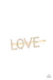 All You Need is Love Gold Hairclip-Jewelry-Paparazzi Accessories-Ericka C Wise, $5 Jewelry Paparazzi accessories jewelry ericka champion wise elite consultant life of the party fashion fix lead and nickel free florida palm bay melbourne