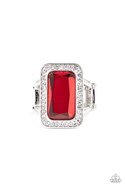 Crown Jewel Jubilee Red Ring-Jewelry-Paparazzi Accessories-Ericka C Wise, $5 Jewelry Paparazzi accessories jewelry ericka champion wise elite consultant life of the party fashion fix lead and nickel free florida palm bay melbourne