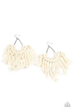 Wanna Piece of Macrame White Earrings-Jewelry-Paparazzi Accessories-Ericka C Wise, $5 Jewelry Paparazzi accessories jewelry ericka champion wise elite consultant life of the party fashion fix lead and nickel free florida palm bay melbourne