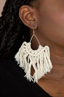 Wanna Piece of Macrame White Earrings-Jewelry-Paparazzi Accessories-Ericka C Wise, $5 Jewelry Paparazzi accessories jewelry ericka champion wise elite consultant life of the party fashion fix lead and nickel free florida palm bay melbourne