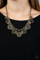 Meadow Masquerade Brass Necklace-Jewelry-Paparazzi Accessories-Ericka C Wise, $5 Jewelry Paparazzi accessories jewelry ericka champion wise elite consultant life of the party fashion fix lead and nickel free florida palm bay melbourne