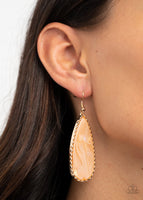 Ethereal Eloquence Gold Earrings-Jewelry-Paparazzi Accessories-Ericka C Wise, $5 Jewelry Paparazzi accessories jewelry ericka champion wise elite consultant life of the party fashion fix lead and nickel free florida palm bay melbourne