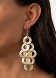 Scattered Shimmer Gold Earrings-Jewelry-Paparazzi Accessories-Ericka C Wise, $5 Jewelry Paparazzi accessories jewelry ericka champion wise elite consultant life of the party fashion fix lead and nickel free florida palm bay melbourne