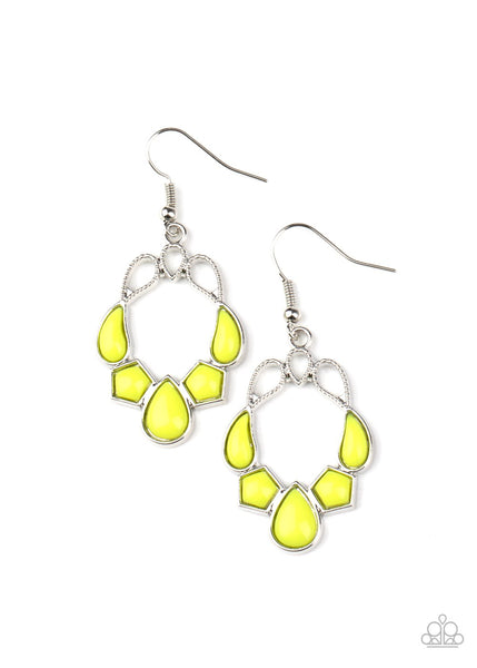 It's Rude to Steer Yellow Earring-Jewelry-Paparazzi Accessories-Ericka C Wise, $5 Jewelry Paparazzi accessories jewelry ericka champion wise elite consultant life of the party fashion fix lead and nickel free florida palm bay melbourne