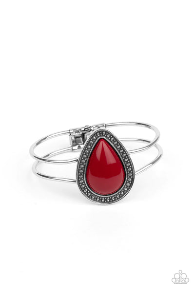 Over the Top Pop Red Bracelet-Jewelry-Paparazzi Accessories-Ericka C Wise, $5 Jewelry Paparazzi accessories jewelry ericka champion wise elite consultant life of the party fashion fix lead and nickel free florida palm bay melbourne