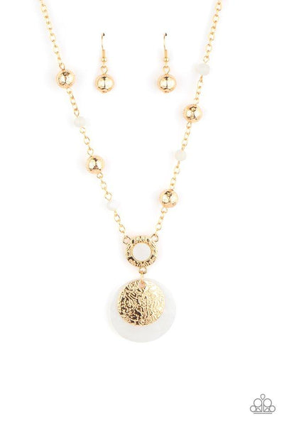 Sea the Sights Gold Necklace-Jewelry-Paparazzi Accessories-Ericka C Wise, $5 Jewelry Paparazzi accessories jewelry ericka champion wise elite consultant life of the party fashion fix lead and nickel free florida palm bay melbourne