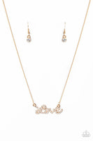Head Over Heels in Love Gold Necklace-Jewelry-Paparazzi Accessories-Ericka C Wise, $5 Jewelry Paparazzi accessories jewelry ericka champion wise elite consultant life of the party fashion fix lead and nickel free florida palm bay melbourne