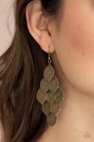 Loud and Leafy Brass Earrings-Jewelry-Paparazzi Accessories-Ericka C Wise, $5 Jewelry Paparazzi accessories jewelry ericka champion wise elite consultant life of the party fashion fix lead and nickel free florida palm bay melbourne