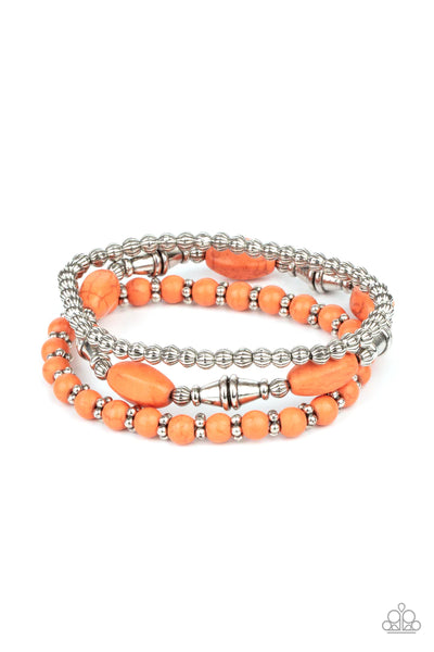 Sahara Sanctuary Orange Bracelet-Jewelry-Paparazzi Accessories-Ericka C Wise, $5 Jewelry Paparazzi accessories jewelry ericka champion wise elite consultant life of the party fashion fix lead and nickel free florida palm bay melbourne