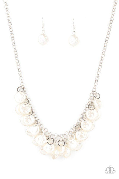 Beachfront and Center White Necklace-Jewelry-Paparazzi Accessories-Ericka C Wise, $5 Jewelry Paparazzi accessories jewelry ericka champion wise elite consultant life of the party fashion fix lead and nickel free florida palm bay melbourne