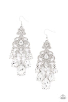 Queen of All Things Sparkly White Earrings-Jewelry-Paparazzi Accessories-Ericka C Wise, $5 Jewelry Paparazzi accessories jewelry ericka champion wise elite consultant life of the party fashion fix lead and nickel free florida palm bay melbourne