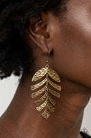 Palm Lagoon Brass Earrings-Jewelry-Paparazzi Accessories-Ericka C Wise, $5 Jewelry Paparazzi accessories jewelry ericka champion wise elite consultant life of the party fashion fix lead and nickel free florida palm bay melbourne