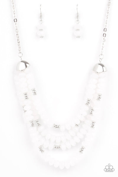 Best POSH-ible Taste White Necklace-Jewelry-Paparazzi Accessories-Ericka C Wise, $5 Jewelry Paparazzi accessories jewelry ericka champion wise elite consultant life of the party fashion fix lead and nickel free florida palm bay melbourne