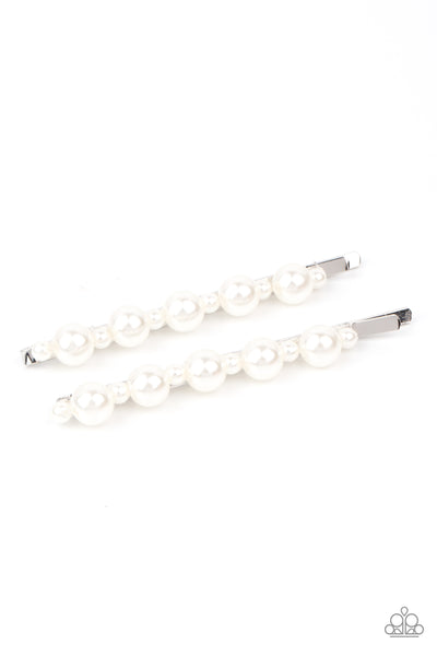 Put A Pin In It White Hair Clip-Jewelry-Paparazzi Accessories-Ericka C Wise, $5 Jewelry Paparazzi accessories jewelry ericka champion wise elite consultant life of the party fashion fix lead and nickel free florida palm bay melbourne