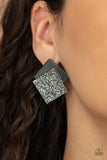 Square with Style Black Earrings-Jewelry-Paparazzi Accessories-Ericka C Wise, $5 Jewelry Paparazzi accessories jewelry ericka champion wise elite consultant life of the party fashion fix lead and nickel free florida palm bay melbourne