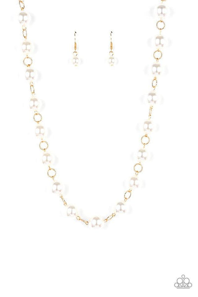 Ensconced in Elegance Gold Necklace-Jewelry-Paparazzi Accessories-Ericka C Wise, $5 Jewelry Paparazzi accessories jewelry ericka champion wise elite consultant life of the party fashion fix lead and nickel free florida palm bay melbourne