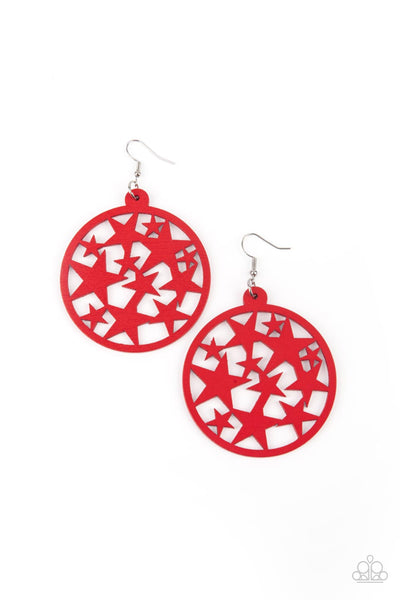 Cosmic Paradise Red Earrings-Jewelry-Paparazzi Accessories-Ericka C Wise, $5 Jewelry Paparazzi accessories jewelry ericka champion wise elite consultant life of the party fashion fix lead and nickel free florida palm bay melbourne