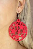 Cosmic Paradise Red Earrings-Jewelry-Paparazzi Accessories-Ericka C Wise, $5 Jewelry Paparazzi accessories jewelry ericka champion wise elite consultant life of the party fashion fix lead and nickel free florida palm bay melbourne