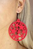 Cosmic Paradise Red Earrings-Jewelry-Paparazzi Accessories-Ericka C Wise, $5 Jewelry Paparazzi accessories jewelry ericka champion wise elite consultant life of the party fashion fix lead and nickel free florida palm bay melbourne