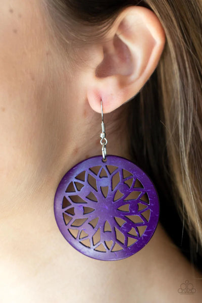 Ocean Canopy Purple Earrings-Jewelry-Paparazzi Accessories-Ericka C Wise, $5 Jewelry Paparazzi accessories jewelry ericka champion wise elite consultant life of the party fashion fix lead and nickel free florida palm bay melbourne