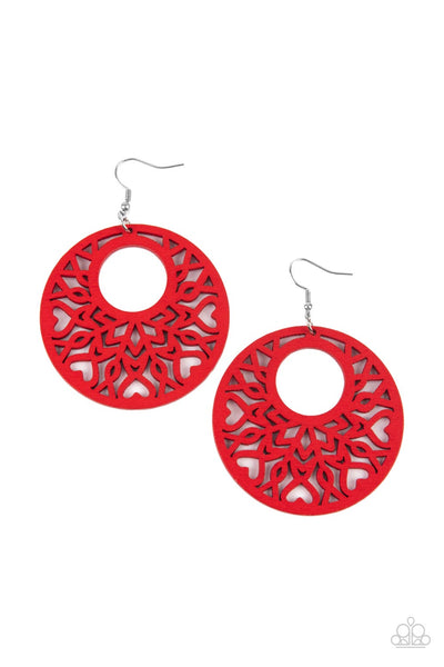 Tropical Reef Red Earrings-Jewelry-Paparazzi Accessories-Ericka C Wise, $5 Jewelry Paparazzi accessories jewelry ericka champion wise elite consultant life of the party fashion fix lead and nickel free florida palm bay melbourne
