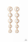 Drippin' In Starlight Gold Earrings-Jewelry-Paparazzi Accessories-Ericka C Wise, $5 Jewelry Paparazzi accessories jewelry ericka champion wise elite consultant life of the party fashion fix lead and nickel free florida palm bay melbourne