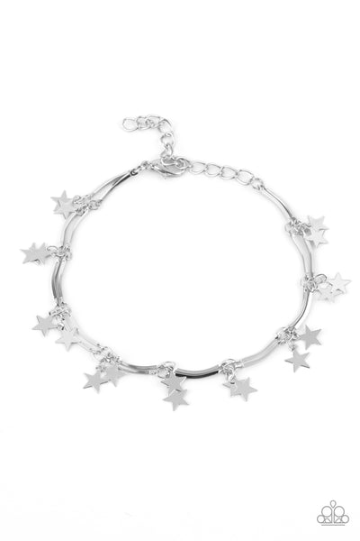 Party in the USA Silver Bracelet-Jewelry-Paparazzi Accessories-Ericka C Wise, $5 Jewelry Paparazzi accessories jewelry ericka champion wise elite consultant life of the party fashion fix lead and nickel free florida palm bay melbourne