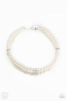 Put on Your Party Dress White Necklace-Jewelry-Paparazzi Accessories-Ericka C Wise, $5 Jewelry Paparazzi accessories jewelry ericka champion wise elite consultant life of the party fashion fix lead and nickel free florida palm bay melbourne