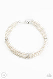 Put on Your Party Dress White Necklace-Jewelry-Paparazzi Accessories-Ericka C Wise, $5 Jewelry Paparazzi accessories jewelry ericka champion wise elite consultant life of the party fashion fix lead and nickel free florida palm bay melbourne