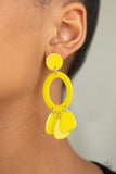 Sparkling Shores Yellow Post Earring-Jewelry-Paparazzi Accessories-Ericka C Wise, $5 Jewelry Paparazzi accessories jewelry ericka champion wise elite consultant life of the party fashion fix lead and nickel free florida palm bay melbourne