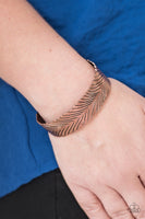 Ruffle Feathers Copper Bracelet-Jewelry-Paparazzi Accessories-Ericka C Wise, $5 Jewelry Paparazzi accessories jewelry ericka champion wise elite consultant life of the party fashion fix lead and nickel free florida palm bay melbourne