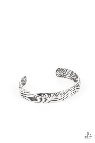 Tidal Trek Silver Bracelet-Jewelry-Paparazzi Accessories-Ericka C Wise, $5 Jewelry Paparazzi accessories jewelry ericka champion wise elite consultant life of the party fashion fix lead and nickel free florida palm bay melbourne