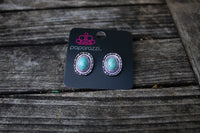 Vintage Turquoise Stone Post Earrings-Jewelry-Paparazzi Accessories-Ericka C Wise, $5 Jewelry Paparazzi accessories jewelry ericka champion wise elite consultant life of the party fashion fix lead and nickel free florida palm bay melbourne