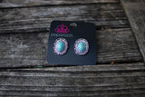 Vintage Turquoise Stone Post Earrings-Jewelry-Paparazzi Accessories-Ericka C Wise, $5 Jewelry Paparazzi accessories jewelry ericka champion wise elite consultant life of the party fashion fix lead and nickel free florida palm bay melbourne