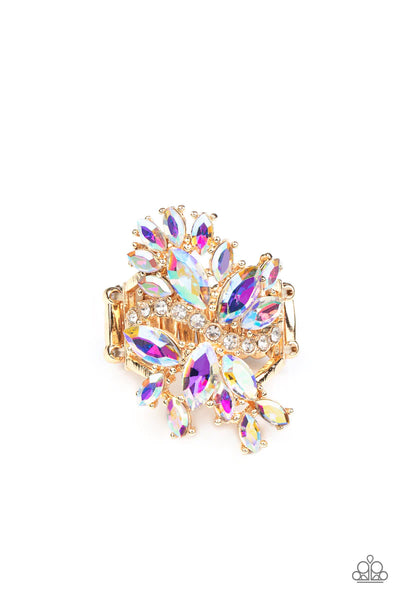 Flauntable Flare Gold Ring-Jewelry-Paparazzi Accessories-Ericka C Wise, $5 Jewelry Paparazzi accessories jewelry ericka champion wise elite consultant life of the party fashion fix lead and nickel free florida palm bay melbourne