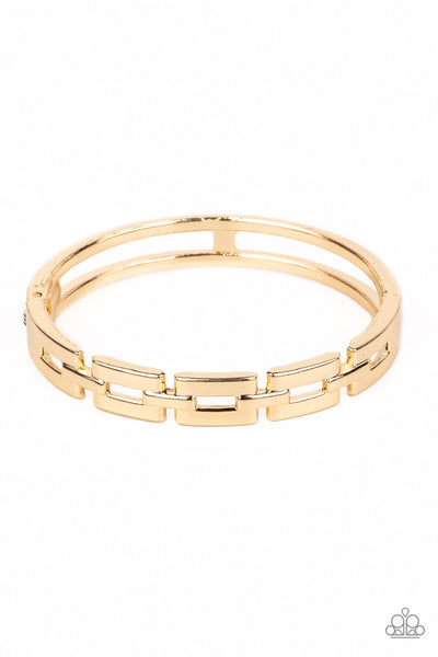 Closed Circuit Gold Bracelet-Jewelry-Paparazzi Accessories-Ericka C Wise, $5 Jewelry Paparazzi accessories jewelry ericka champion wise elite consultant life of the party fashion fix lead and nickel free florida palm bay melbourne