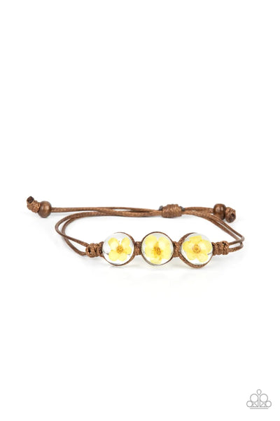 Prairie Persuasion Yellow Bracelet-Jewelry-Paparazzi Accessories-Ericka C Wise, $5 Jewelry Paparazzi accessories jewelry ericka champion wise elite consultant life of the party fashion fix lead and nickel free florida palm bay melbourne
