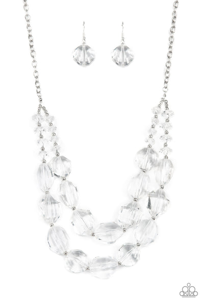 Icy Illumination White Necklace-Jewelry-Paparazzi Accessories-Ericka C Wise, $5 Jewelry Paparazzi accessories jewelry ericka champion wise elite consultant life of the party fashion fix lead and nickel free florida palm bay melbourne
