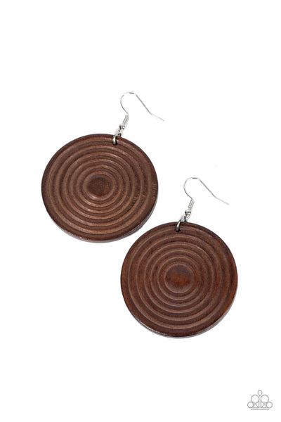 Caribbean Cymbal Brown Earring-Jewelry-Paparazzi Accessories-Ericka C Wise, $5 Jewelry Paparazzi accessories jewelry ericka champion wise elite consultant life of the party fashion fix lead and nickel free florida palm bay melbourne